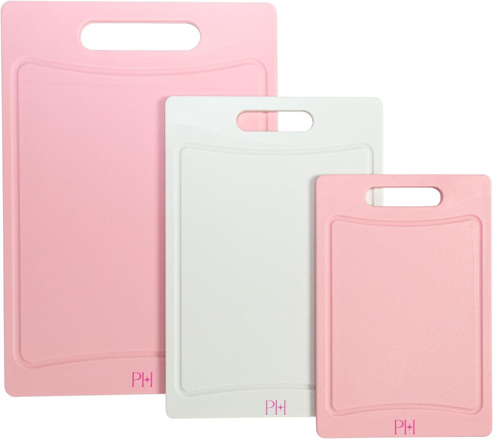 Cutting Boards, Dual-Sided Cutting Board Set with Built-In Juice Grooves, Easy-G