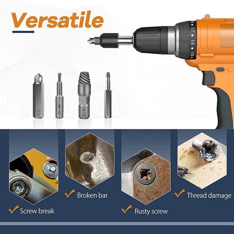 22* Broken Screw Extractor Remover Set Damaged Stripped Easy Out Drill Bits Bolt gallery
