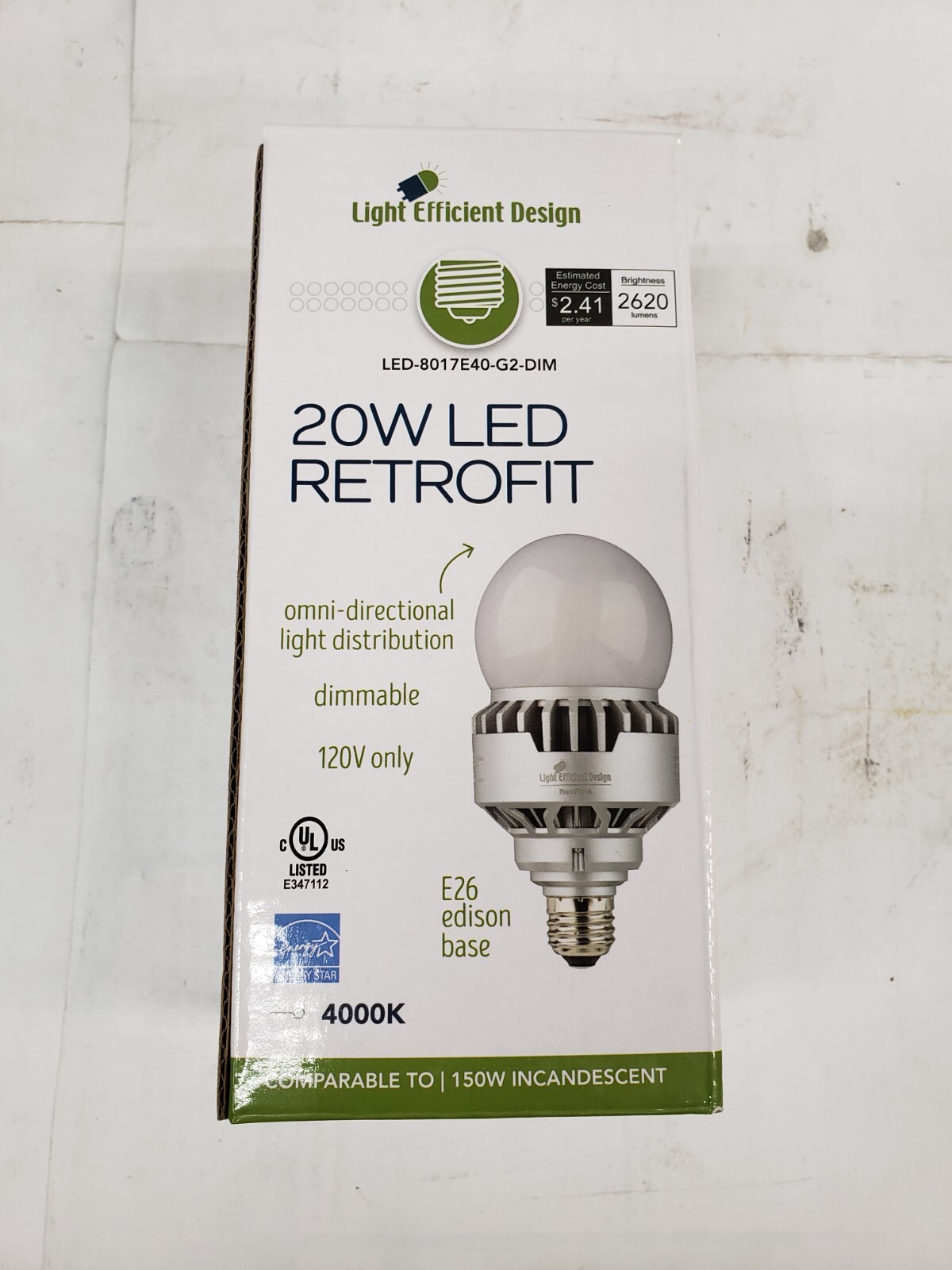 Light Efficient Design LED-8017E40-G2-DIM 20w LED Retrofit Bulb 4000K E26 Base gallery