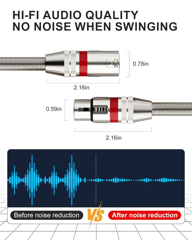 XLR Cables 25ft 2 Pack,XLR Microphone Cable with Gold-Plated Connectors，Oxygen gallery