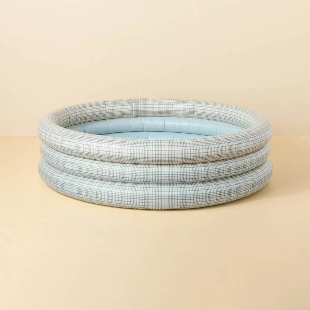 Hearth & Hand 66" Diameter 18" Deep Inflatable Pool 132 Gallon & Blue Plaid gallery