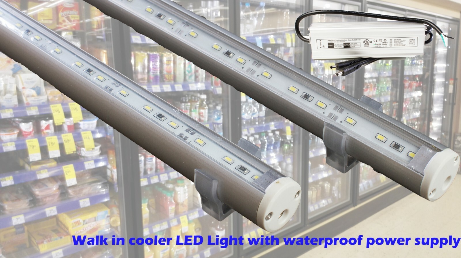 2x 5ft cooler fridge LED light for Walk in cooler + ETL Listed waterproof power gallery