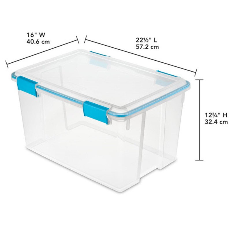 Sterilite 54 Quart Gasket Box, Stackable Storage Bin with Latching Lid, 4 Pack gallery