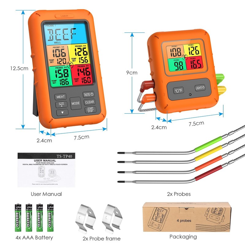 Smart Wireless Meat Thermometer w/ 4 Probes for BBQ Grilling Baking Barbecue gallery