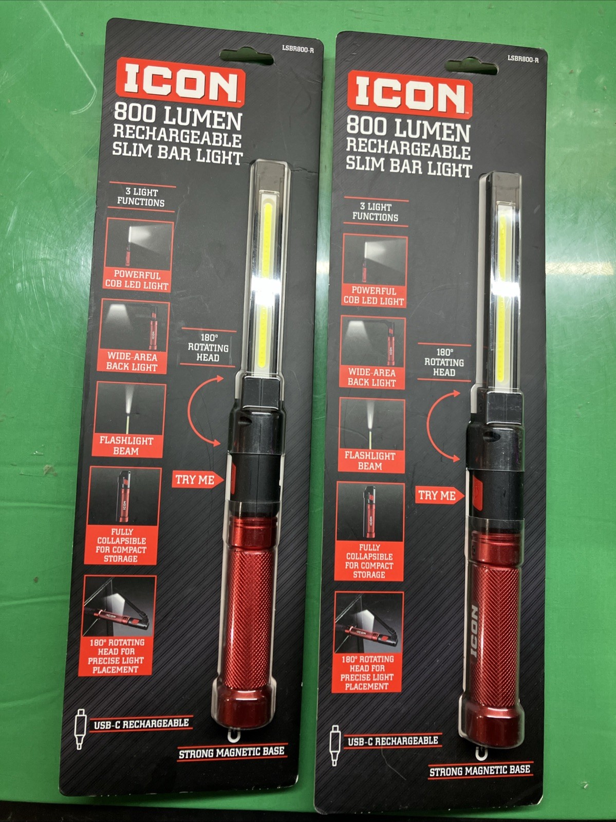 Two Icon LSBR800-r 800 Lumen Rechargeable Slim Bar Light 71074 Red gallery