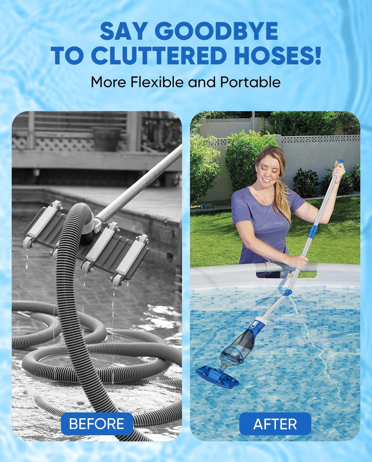 Cordless Pool Vacuum with Telescopic Pole,18.5GPM Powerful Suction,1.5H Supercha gallery