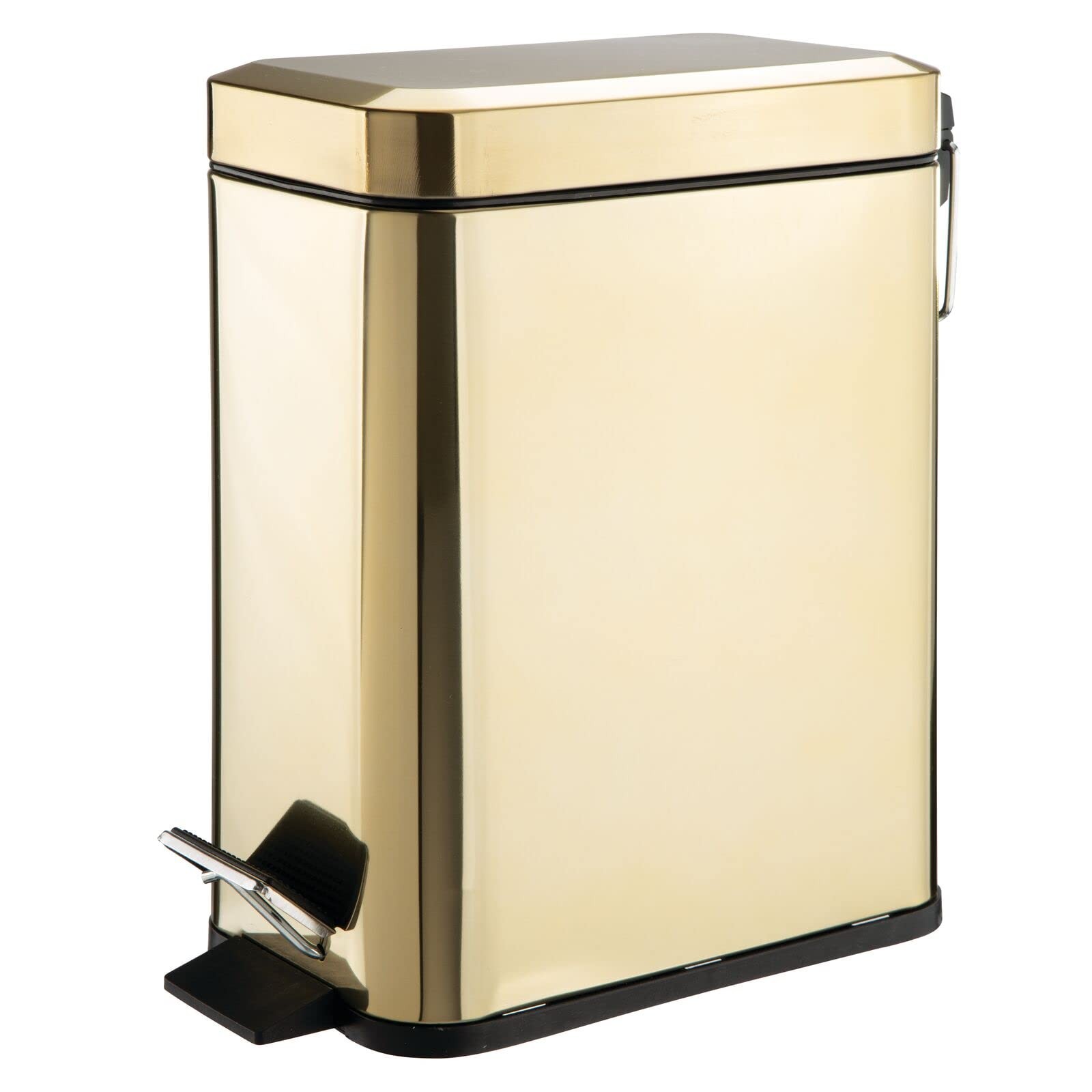 mDesign Small Modern 1.3 Gallon Rectangle Metal Lidded Step Trash Can, Compact gallery