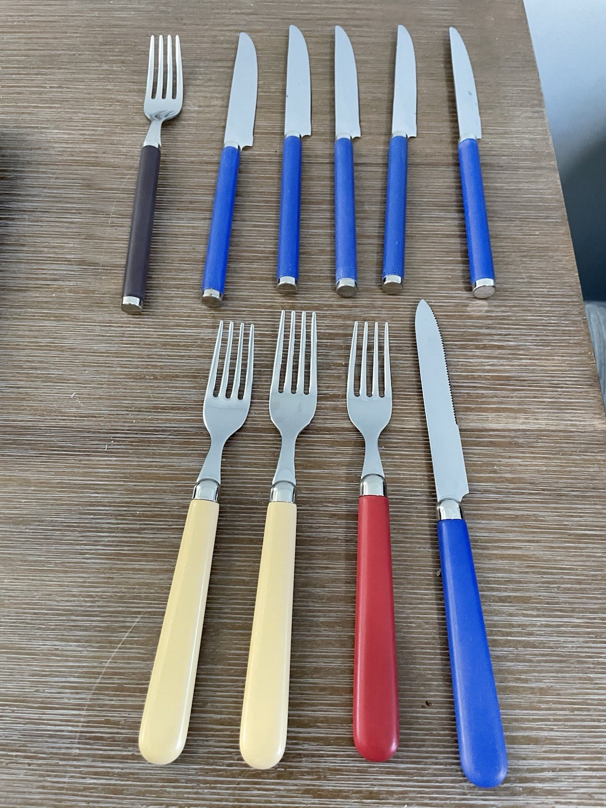 Vintage VILLEROY & BOCH 18/10 Flatware Mixed Set Color Handles - Italy 10 Pieces gallery