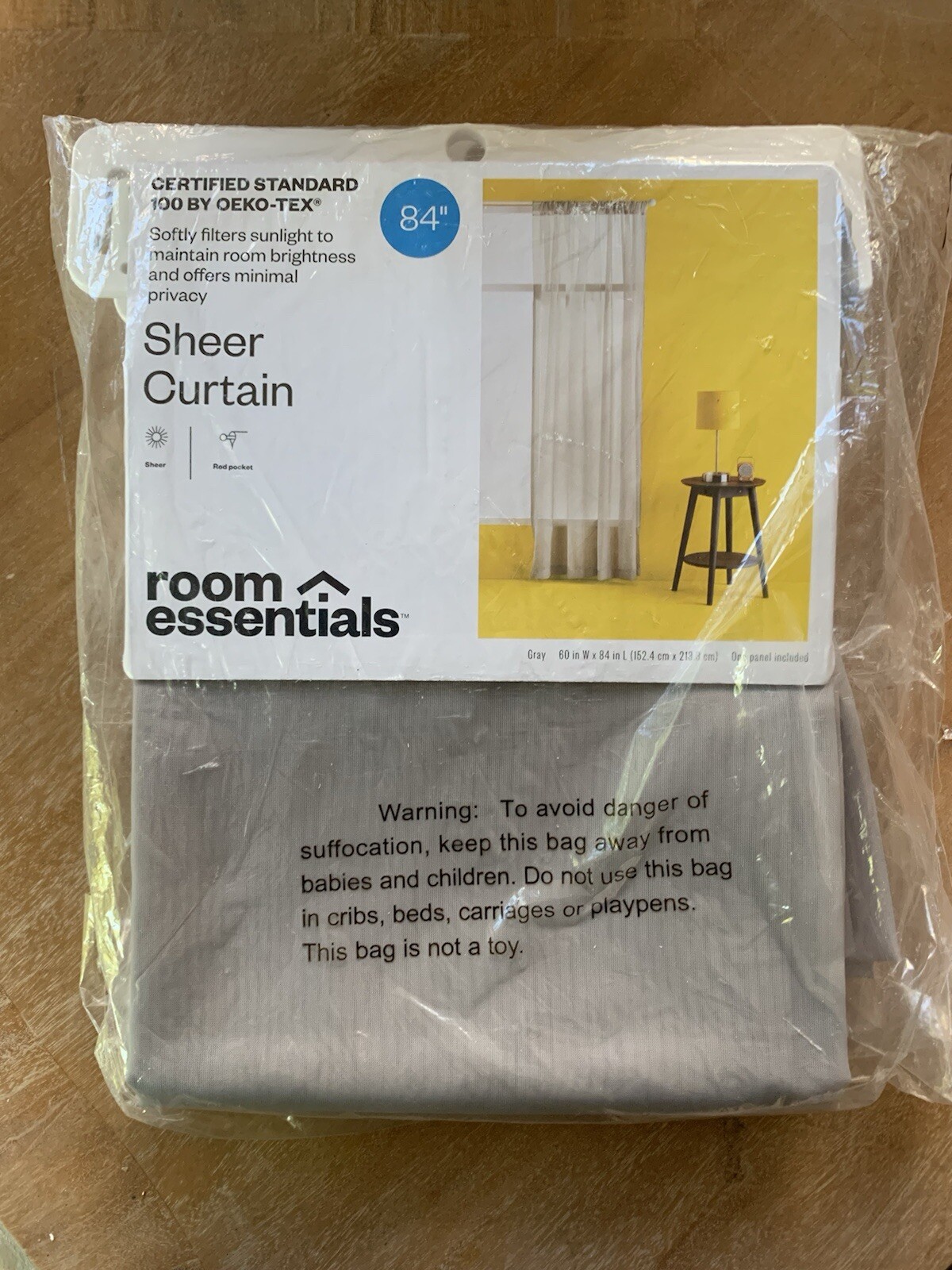 Room Essentials Sheer Voile Window Curtain Panels Gray 60"W x 84"L **2 Pack** gallery