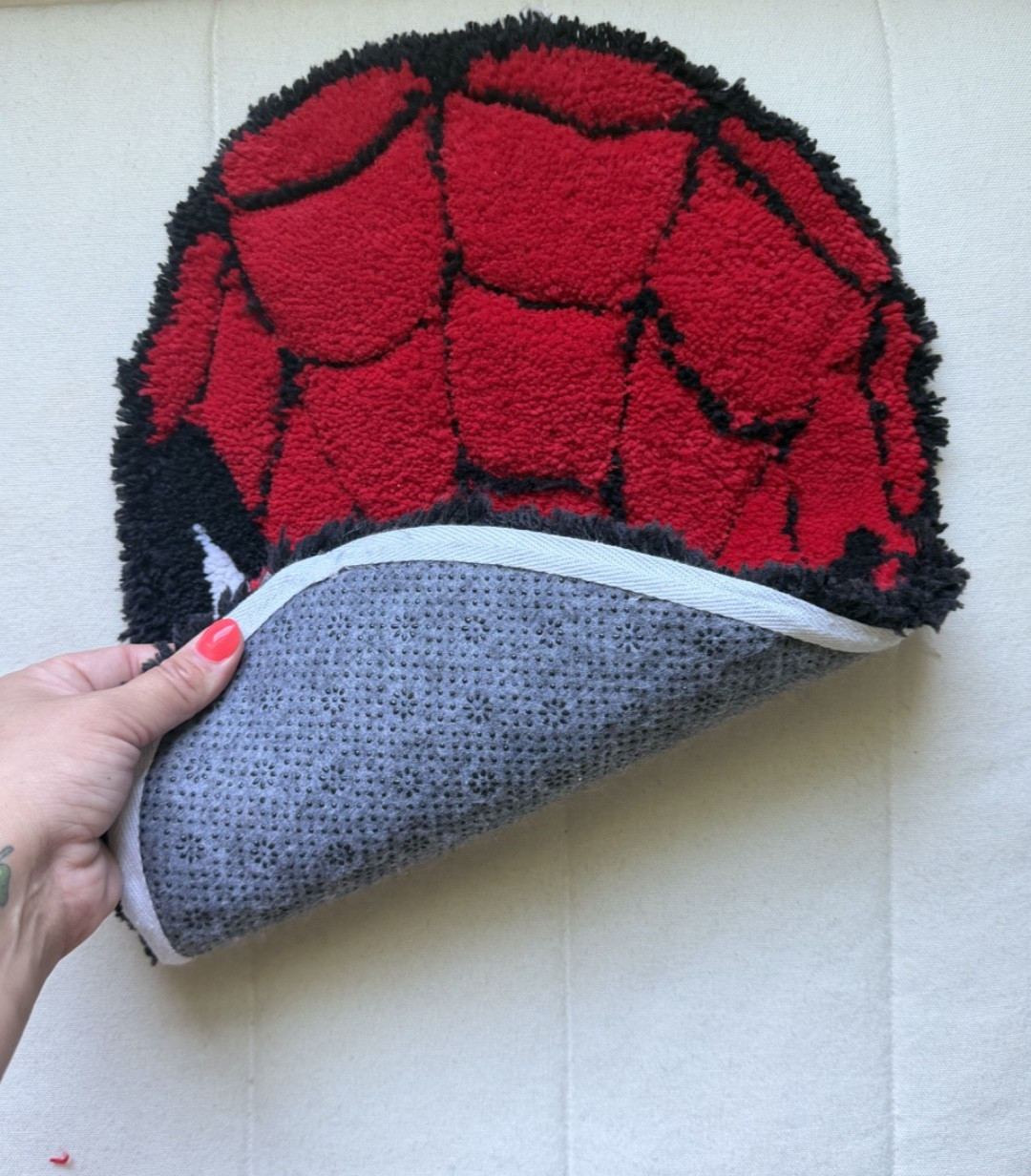 Spider Hero Inspired Rug Handmade Tufted Superhero Room Decor Red Black gallery
