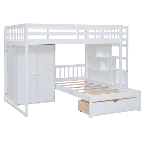 Solid Wood Bunk Beds with Wardrobe and Storage Drawers Staircases Loft Bunk Beds gallery