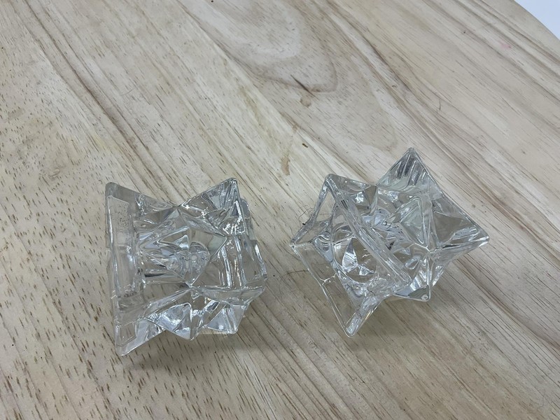 Clear Lead Crystal Candlestick Holders Set Of 2 Taper Candle USA Decor Tabletop gallery