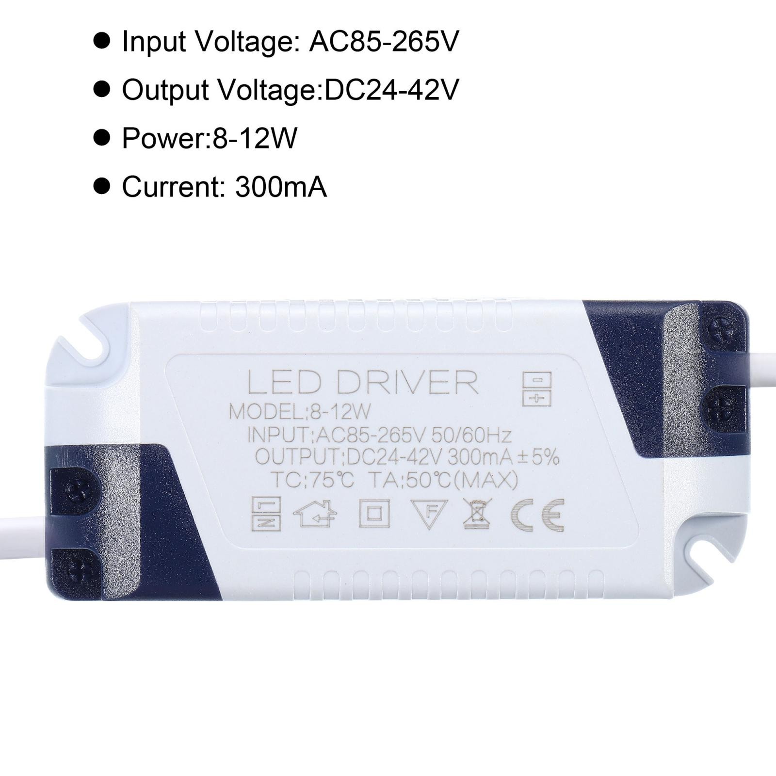8-12W 300mA LED Driver AC 85-265V Output 24-42V DC Male Connector Transformer gallery