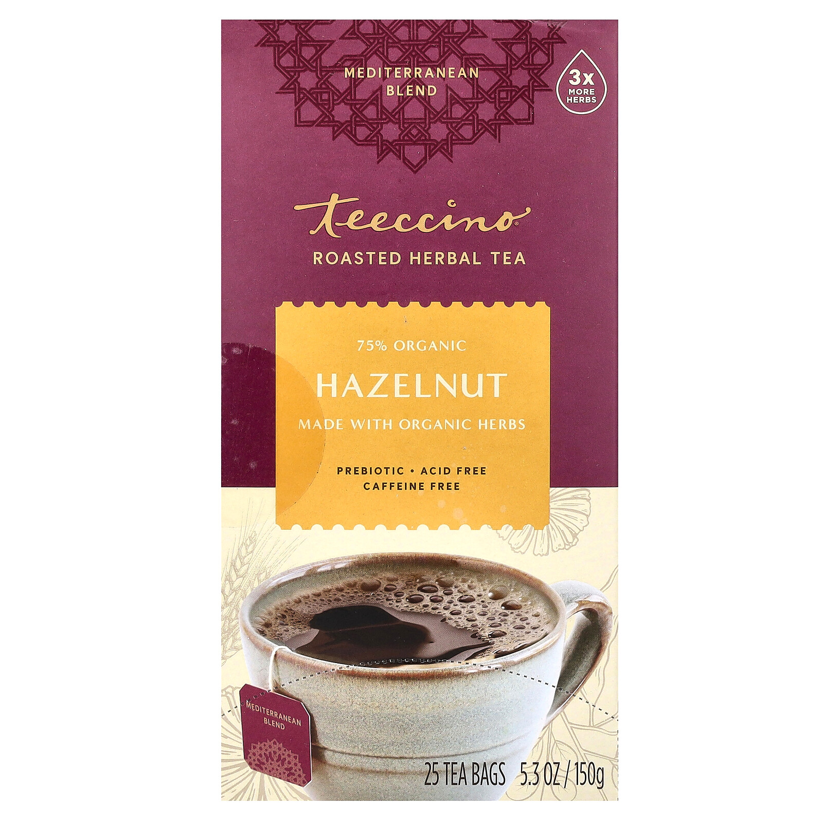 Roasted Herbal Tea, Hazelnut, Caffeine Free, 25 Tea Bags, 5.3 oz (150 g) gallery
