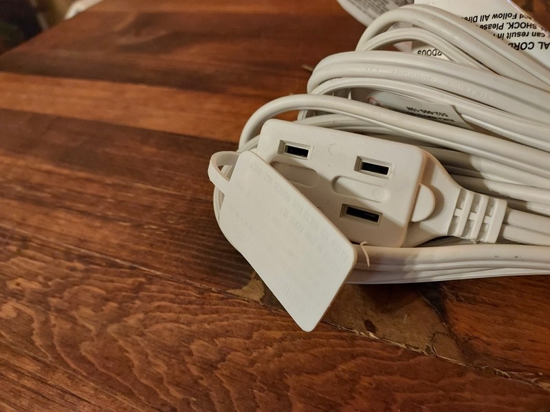 15 Ft. Intertek White 3-Outlet Extension Cord w/ Safety Cover- 125V 13A 1625W gallery