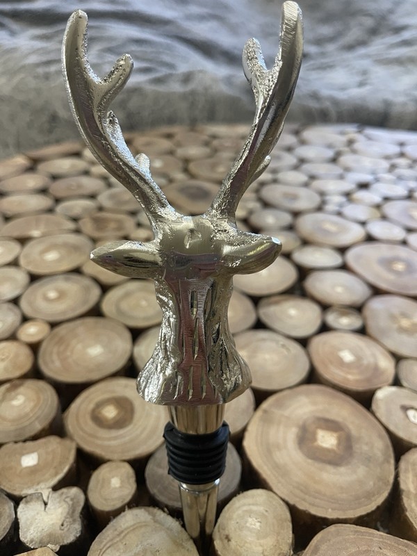 Fortnum & Mason Culinary Concepts Stag Head Wine Bottle Stopper Silver Nickel 8" gallery