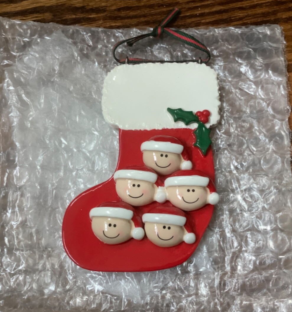 Christmas Tree Ornament Personalized Stocking Family of 5 (Customizable) gallery