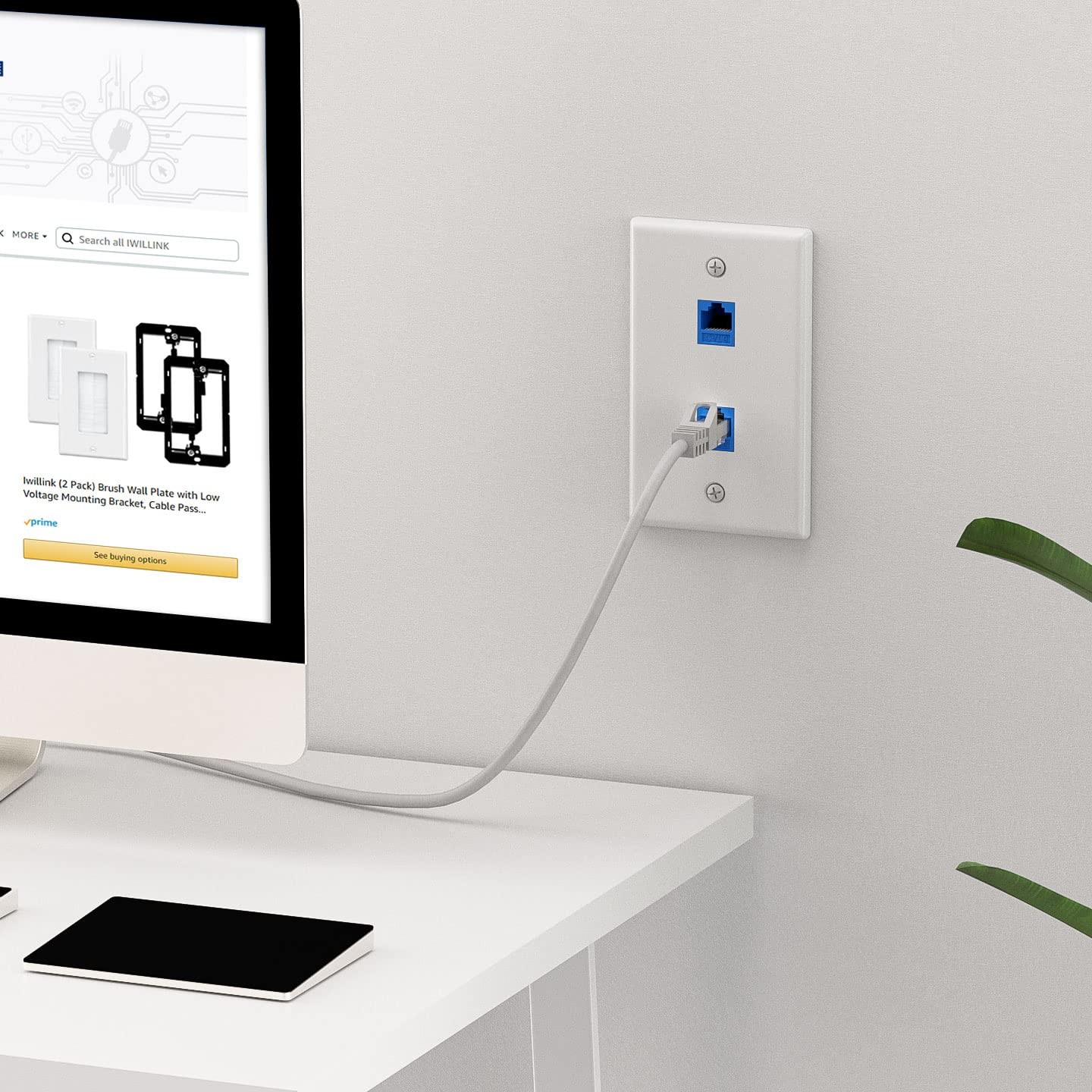 (2-Pack) 2-Port Ethernet Wall Plate, Keystone Jack Wall Plates with RJ45 Keys... gallery