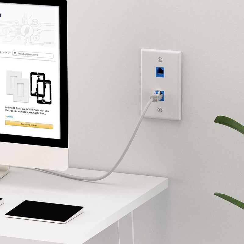 (2-Pack) 2-Port Ethernet Wall Plate, Keystone Jack Wall Plates with RJ45 Keys... gallery