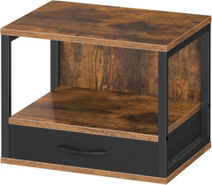2-Tier Desktop Printer Stand with Drawer, Under-Desk Printer Table with Storage