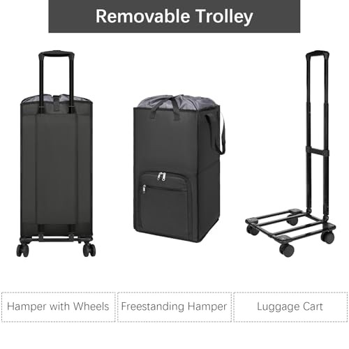 Extra Large Rolling Laundry Basket with Wheels, 90L Cart Version Darkgrey gallery