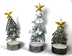Mud Pie Tin Tree Shape Tealight Holders Set of 6 Primitive