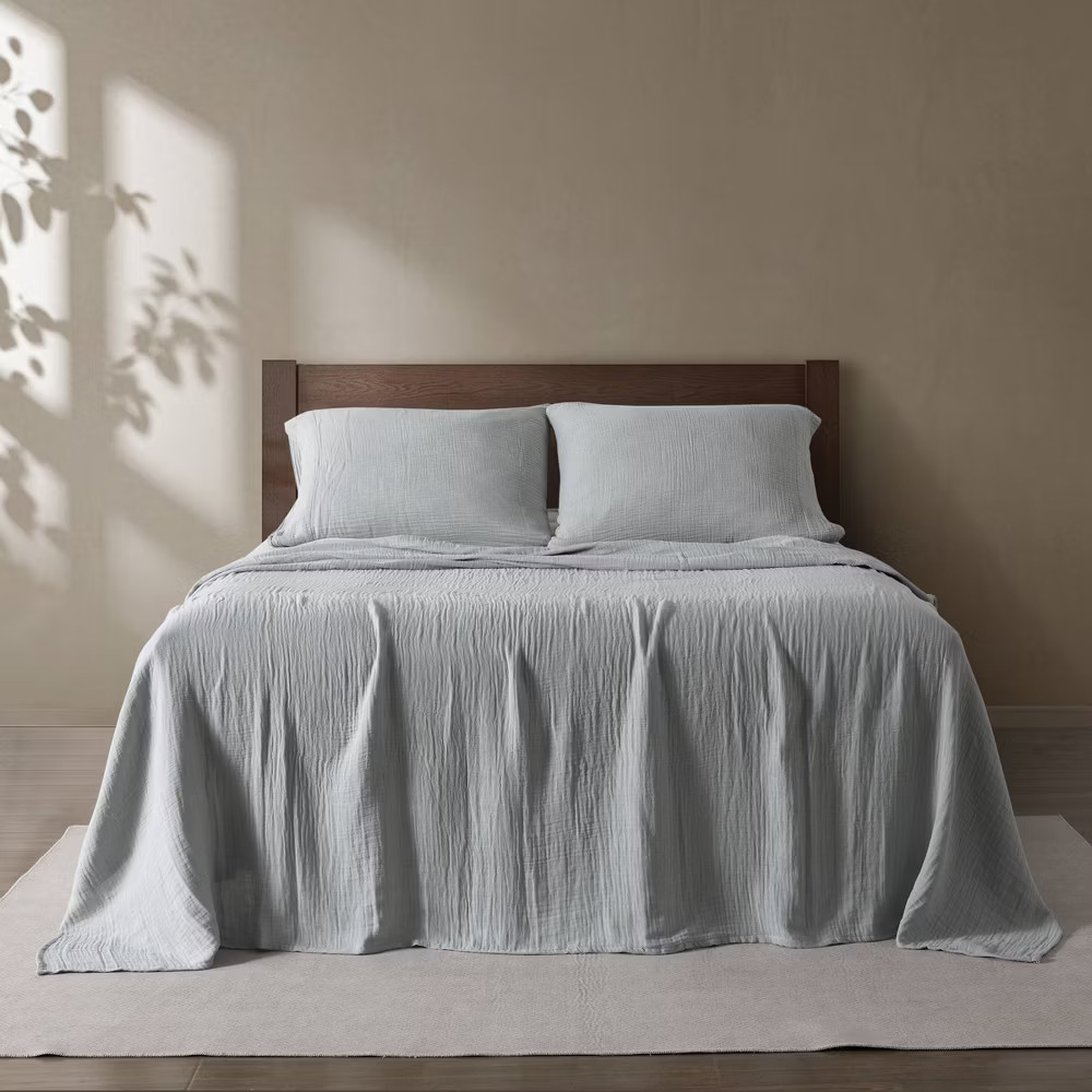 Calm Queen Gauze Sheet Set Stone Gray gallery