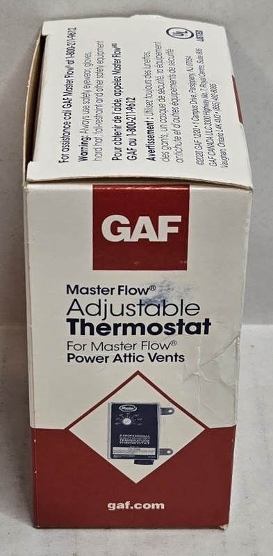 GAF Master Flow PT-6 Adjustable Thermostat For Power Attic Vents- New In Box gallery