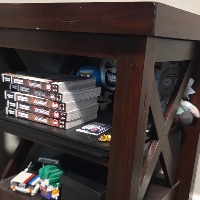 Dark Brown Solid Wood Square End Side Table w/ Storage Shelf 23in H 20x18 gallery