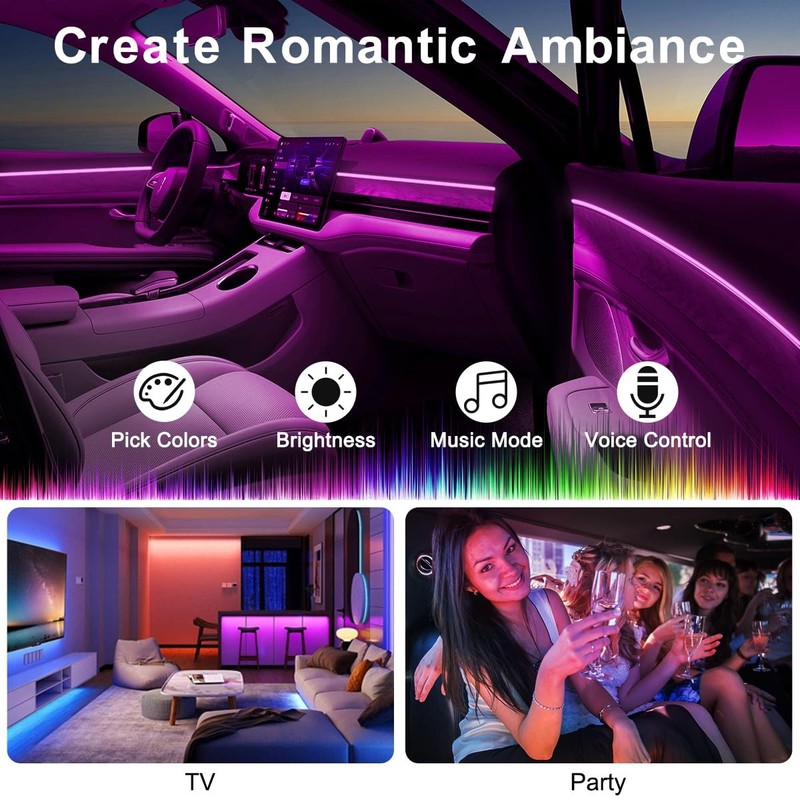 Interior Car LED Strip Lights APP Control, 5 in 1 RGB 16 5 In 1 with APP, gallery