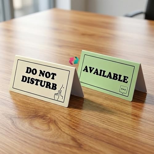 Dual-Sided Do Not Disturb & Available Desk Sign, PVC Table Tent with Shhh & gallery