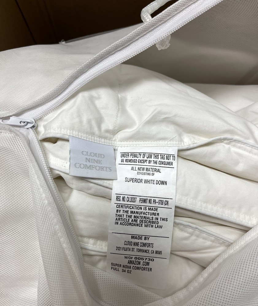 $700 Cloud Nine New 1pc Full Down Comforter Superior Down 34oz Nova 550 LAST