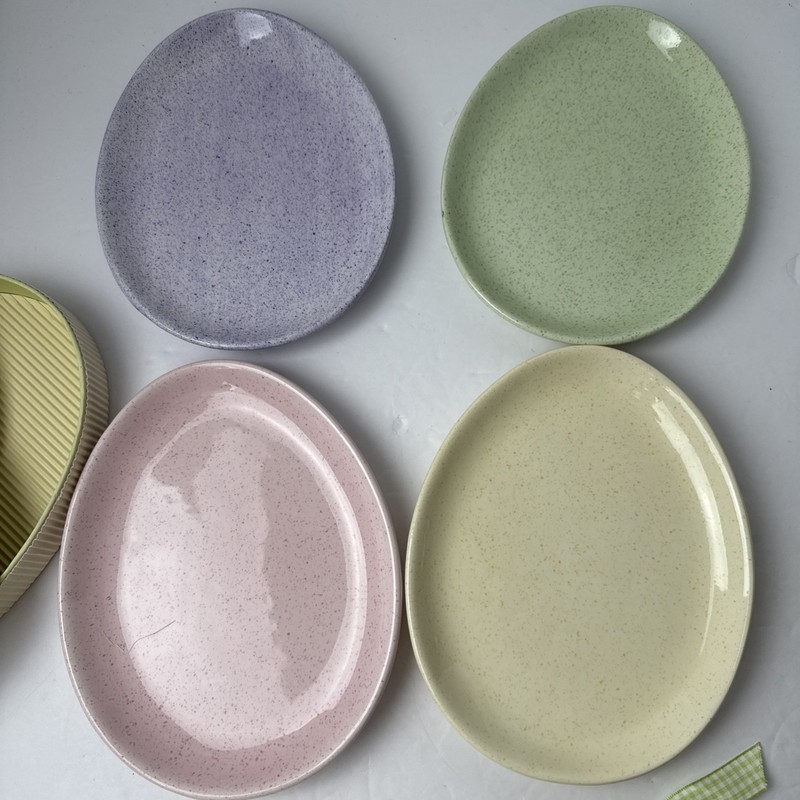 4 Williams Sonoma Speckled Pastel Easter Egg Salad Dessert Plates In Box ~ NIB~ gallery