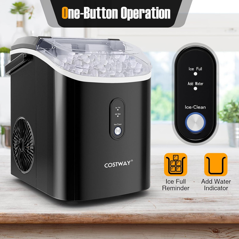 Nugget Ice Maker - 34Lbs/24H, Soft Chewable Ice, Self-Cleaning, Black Finish gallery