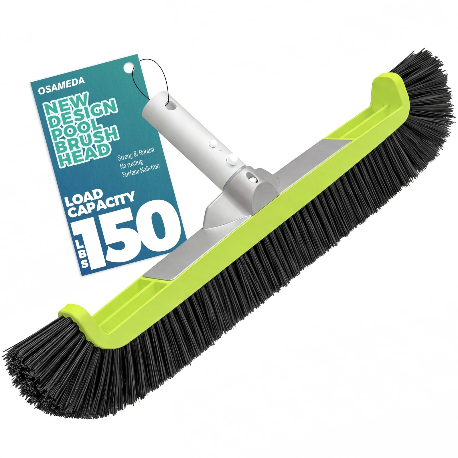 18" Pool Brush Head for Cleaning Swimming Pool Walls, Curved Ends HighEfficie... gallery