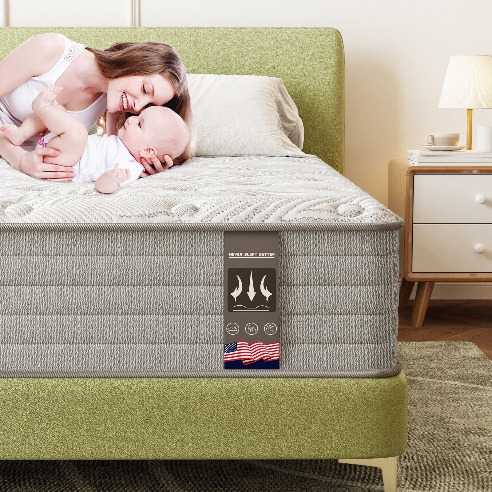 12" 14" Gel Memory Foam & Innerspring Hybrid Mattress, Twin Full Queen King Size gallery
