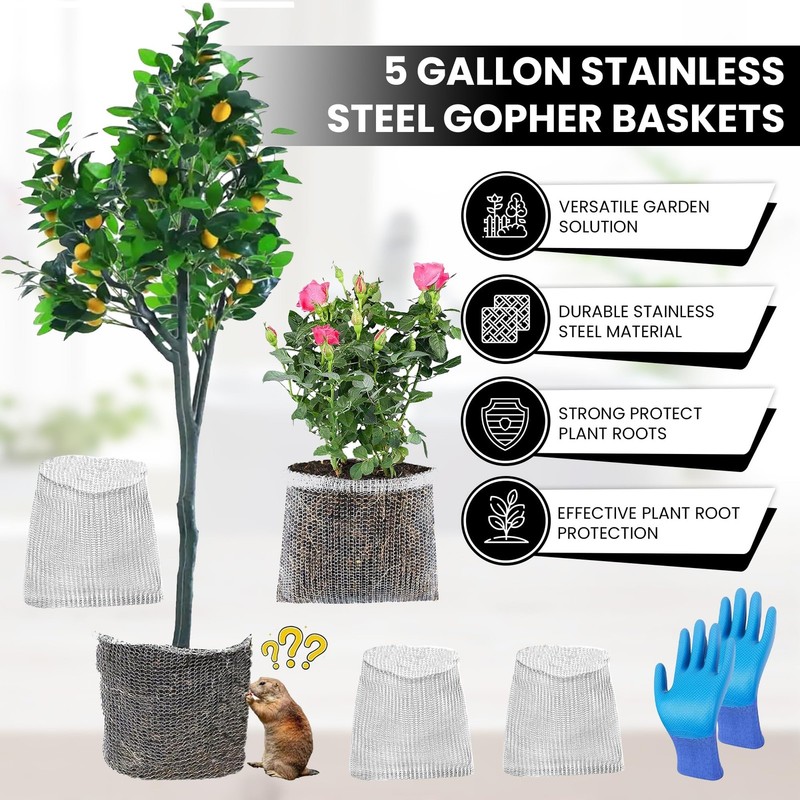 10 PCS Gopher Baskets 5 Gallon Root Guard Mesh Cages Stainless Steel gallery