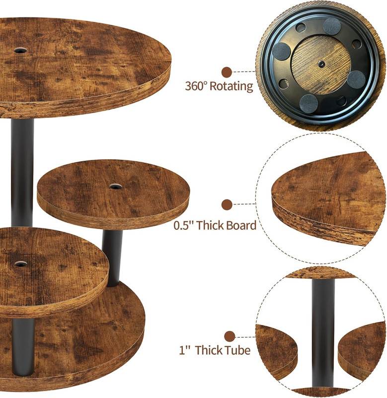 Cupcake Stand 4 Tier, 360° Rotatable Cupcake Stand, Rustic Industrial Wood Cupca gallery