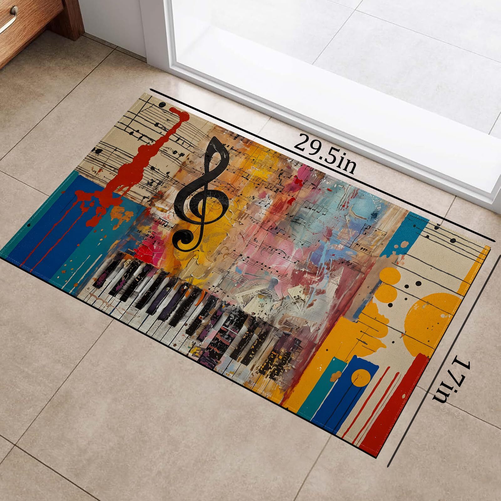 Music Note Indoor Doormat Abstract Non-Woven Fabrics Non Slip Floor Mat 17x29... gallery