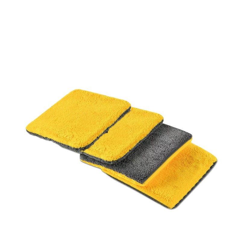 CarCarez Flat Out Microfiber Car Wash Pad - Pack of 4, Yellow/Gray