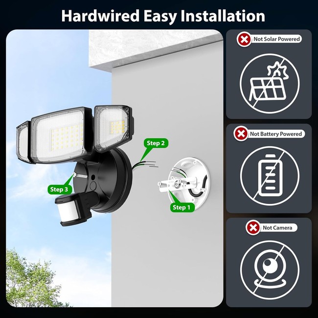 65W LED Motion Sensor Security Light 6500LM Outdoor IP65 6500K Daylight gallery
