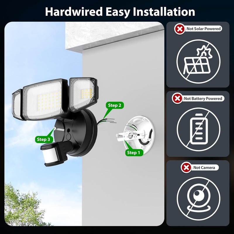 65W LED Motion Sensor Security Light 6500LM Outdoor IP65 6500K Daylight gallery