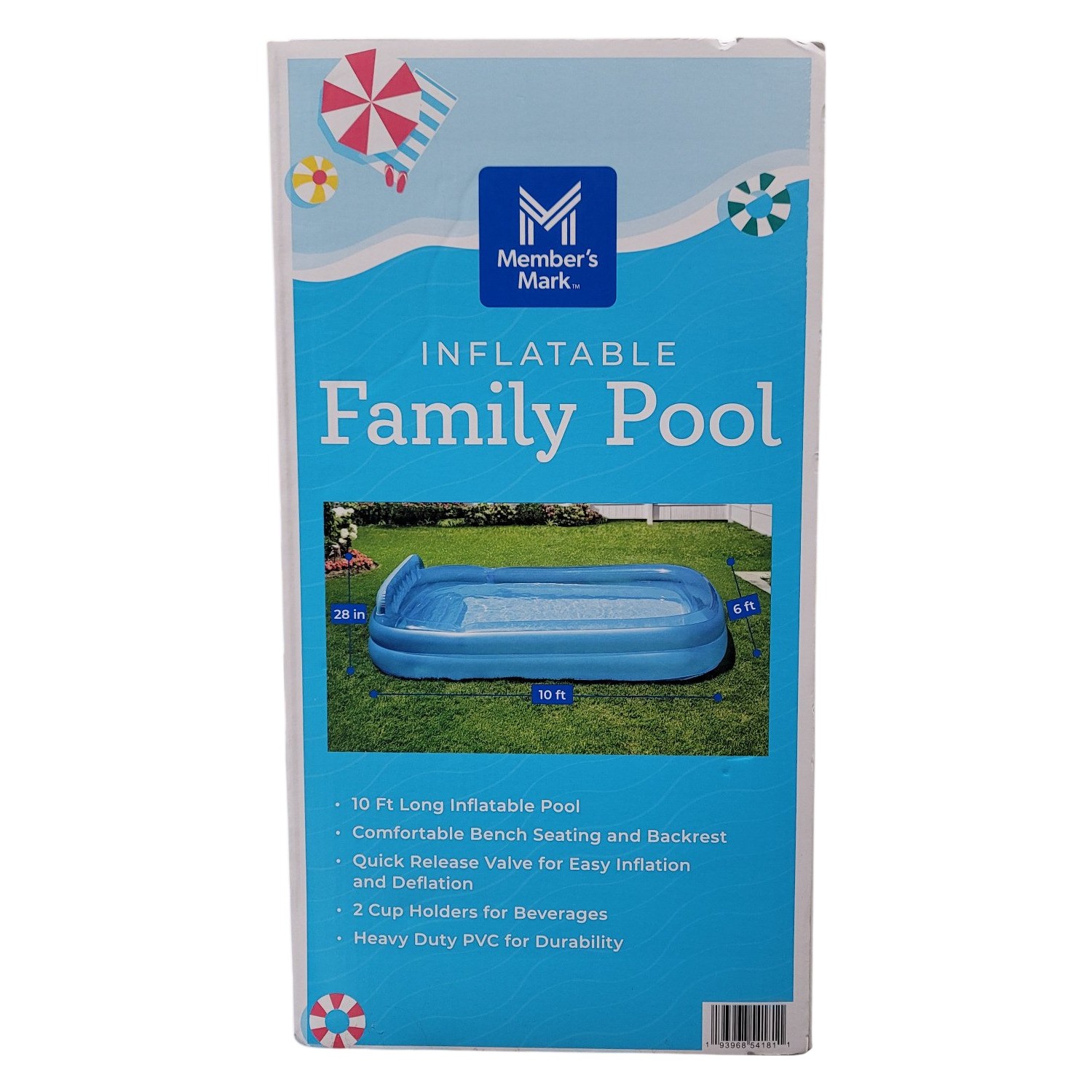 Member's Mark 10 foot Long Inflatable Family Pool with Cup Holders gallery