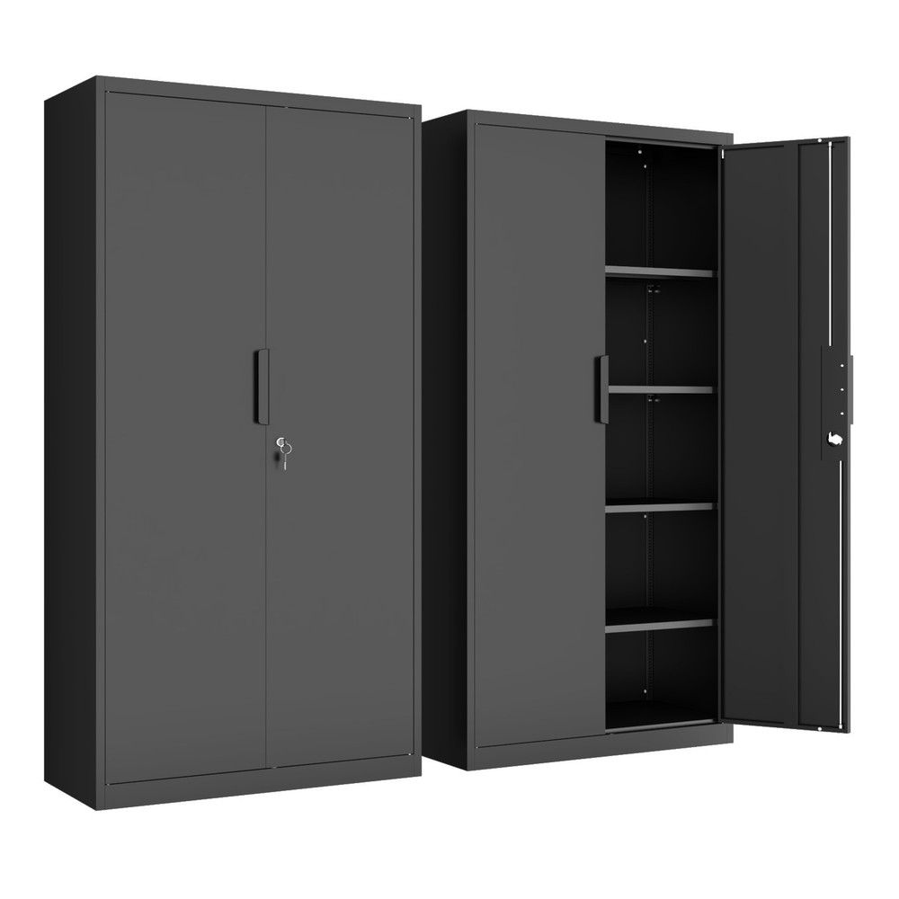 71" Lockable Storage Cabinet, 16.5" Deep Metal Garage Cabinets with 4 Shelves