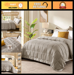 Lightweight King Size Down Alternative Blanket, Satin Trim, All Season, Machine