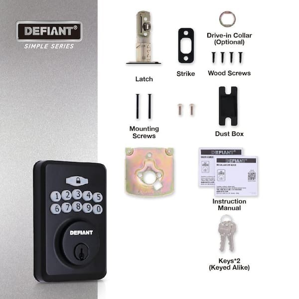 Defiant Electronic Keypad Deadbolt Matte Black Keyless ANSI Grade 3 gallery