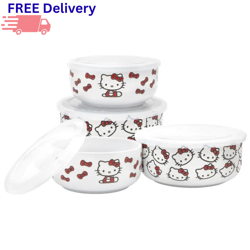 Ceramic Food Storage Bowls 4 Pack Vented Lids Microwave Dishwasher Safe 2 Sizes gallery