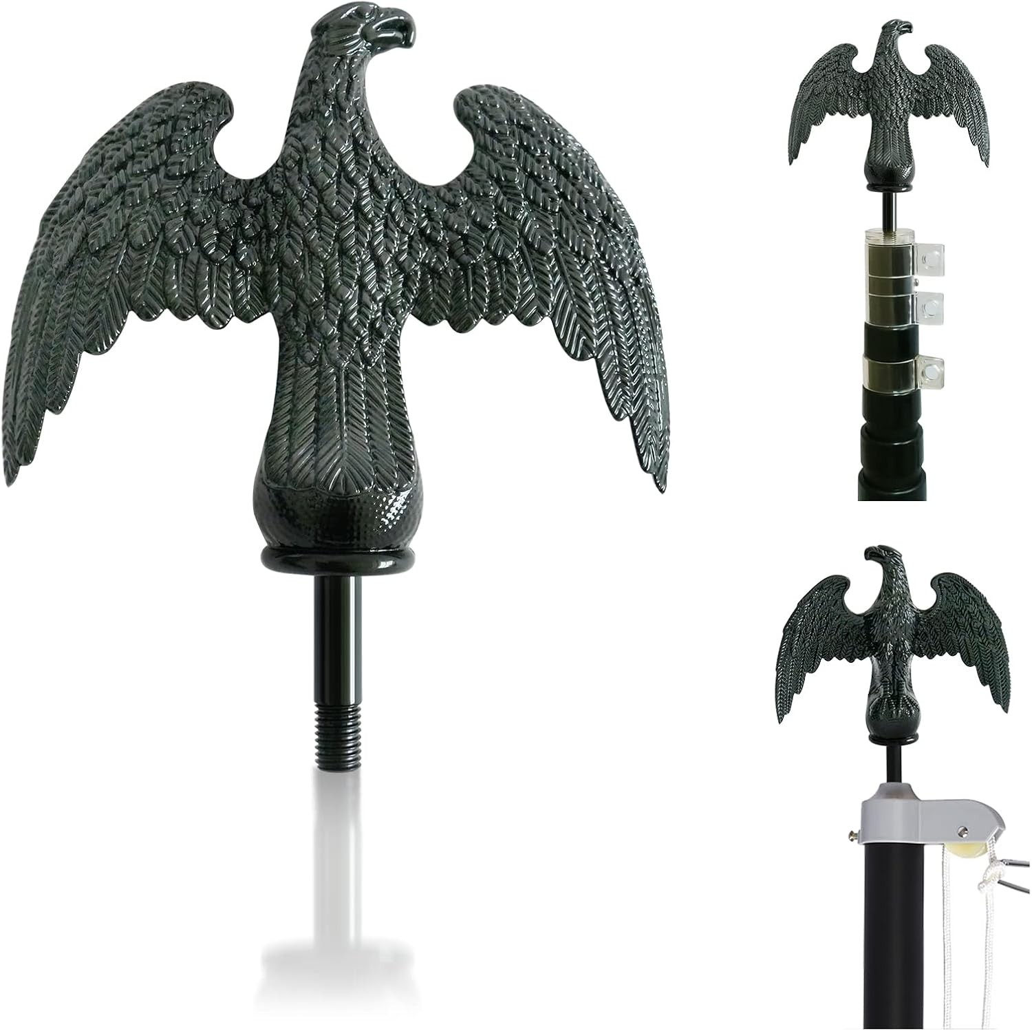 Eagle Flag Topper Finial Outdoor Decoration Black Metal Pole Ornament 20 25 gallery