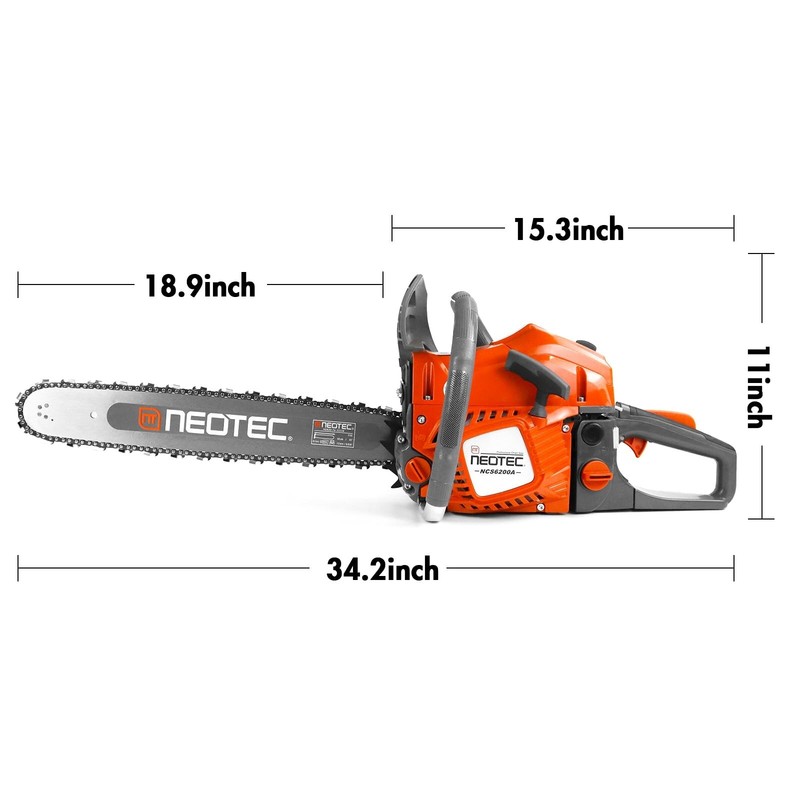 62cc Gas Powered Chainsaw with 2PCS Guide Bar Saw Chain 2-Stroke Engine Cut Wood gallery