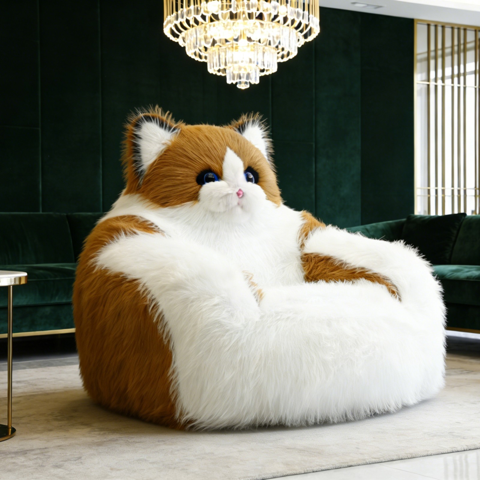 Furry Cat Couch Inflatable Premium Plush Sofa Single Lounge Chair - Living Room gallery